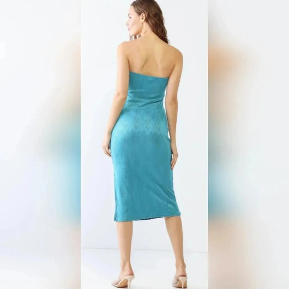 Strapless Side Slit Midi Dress #370-372 - Picture 4 of 9